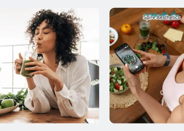 Image of woman looking into her diet and fat freezing Frimley to improve her health
