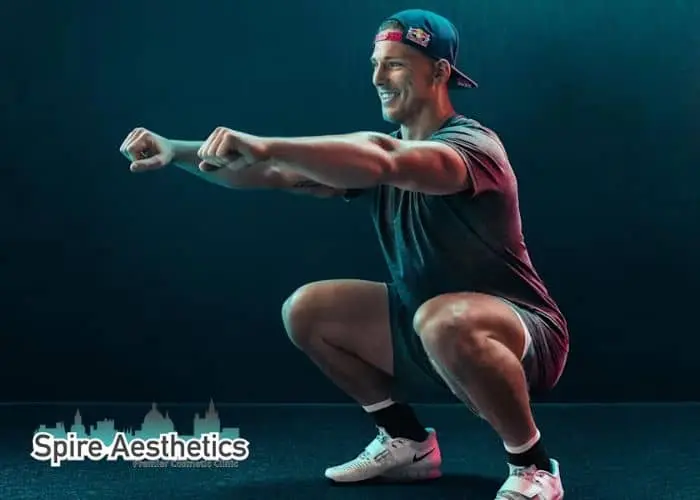 Image of man build leg muscle Frimley through exercise